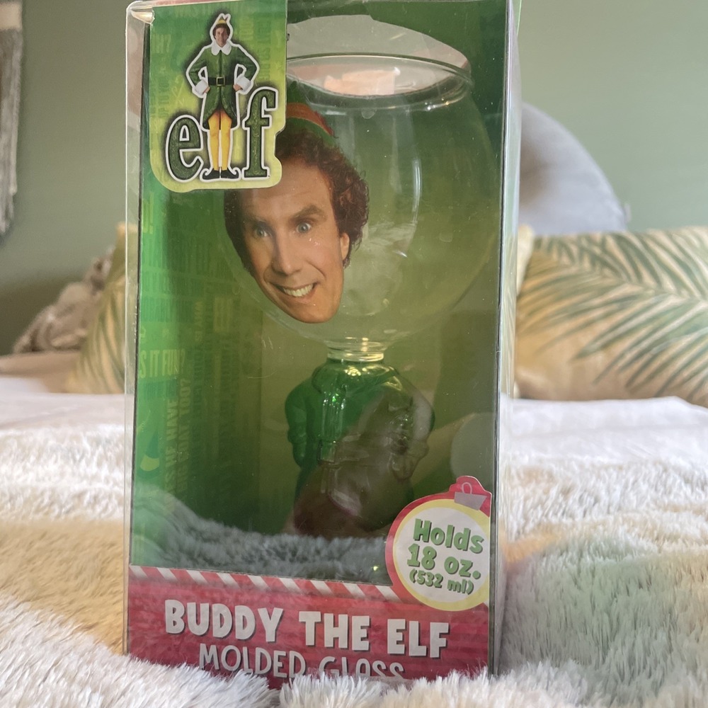 Buddy The Elf 18oz Molded Drinking Glass- New w/ Box Christmas‎ Novelty